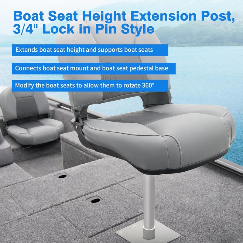 Sporthfish 3/4" Pin Boat Seat Post Pedestal Posts Pole Fit for Various Ships - Round Jon Fishing Cruise Pontoon Flat Deck Bass Boats, Non-Threaded, Fixed Hgt., 1.5" Dia, Aluminum Alloy, Silver - Image 1